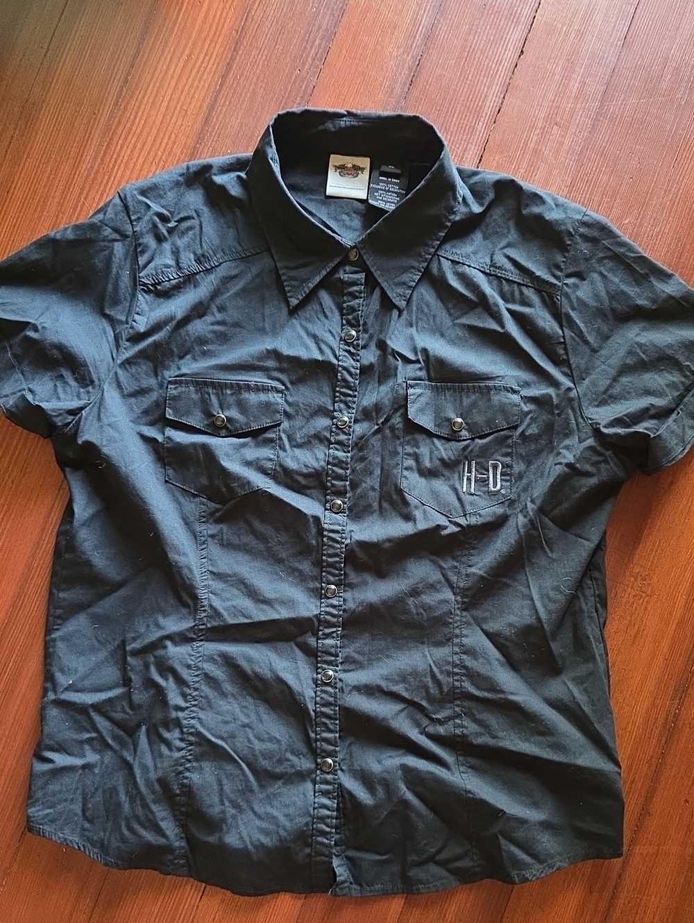 Harley-Davidson Black Short-Sleeve Button-Down Workshirt